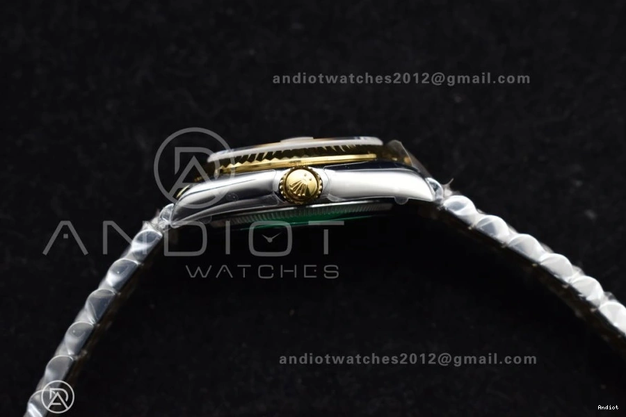 GSF DateJust Bracelet 278273 Soft President 561 on Ladies 316L Steel YG Black Dial Stick Markers 31 0731